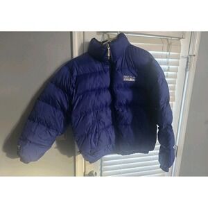 FIRST DOWN Puffer Coat Jacket Men's Duck Feather Royal BLUE/BLACK Size Large